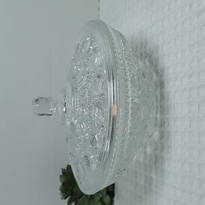 Vintage Windsor Button and Cane Pressed Indiana Clear Glass Lidded Candy Dish